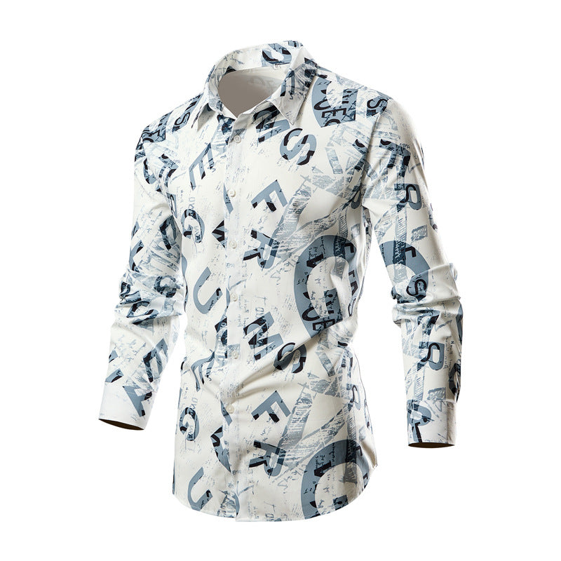 Men's long-sleeve shirt with a stylish striped pattern Lisslune