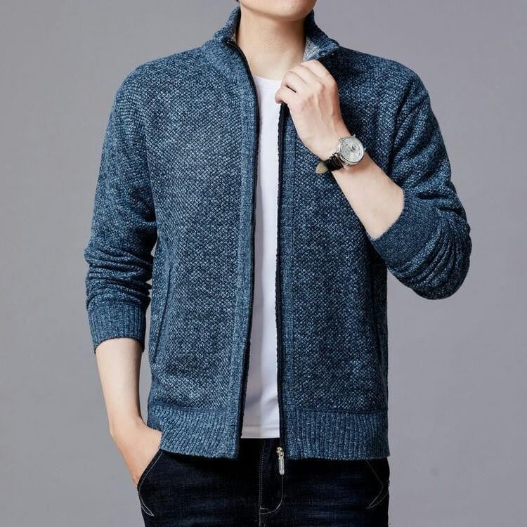 Men's cardigan with modern zipper and high collar Lisslune