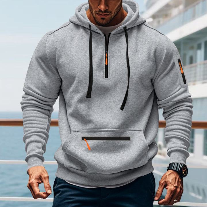 Men's sporty hoodie with practical two-way zipper and side pockets Lisslune