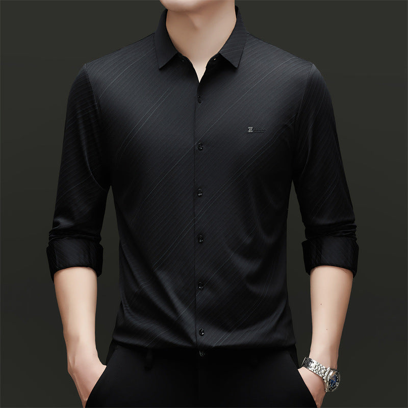 Men's finely striped long-sleeve shirt with modern cut Lisslune