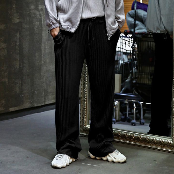 Men's casual pants in a relaxed striped look with an elastic waistband and side pockets Lisslune