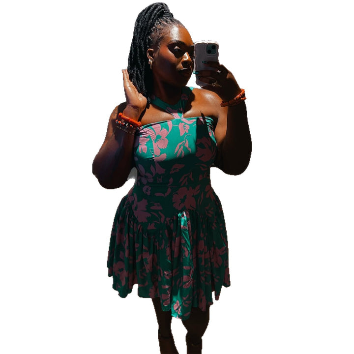 Ladies summer dress with a pretty floral pattern and fitted design