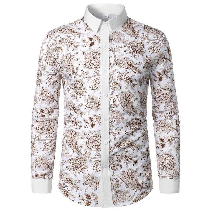 Men's long-sleeve shirt with modern paisley design Lisslune