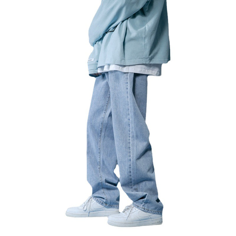 Men's loose vintage-style high-waisted denim jeans Lisslune