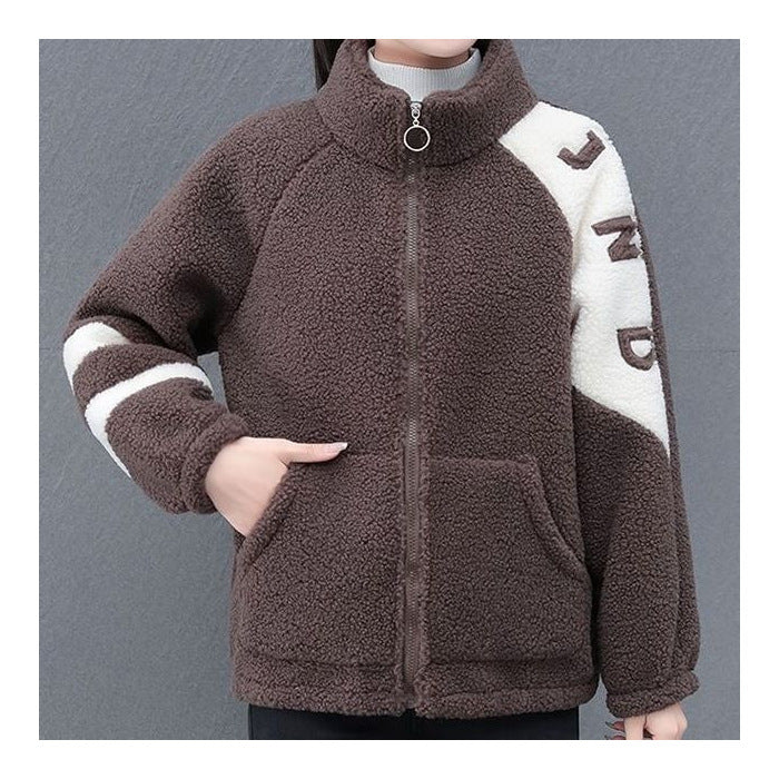 Women's fleece jacket with high collar and side pockets Lisslune