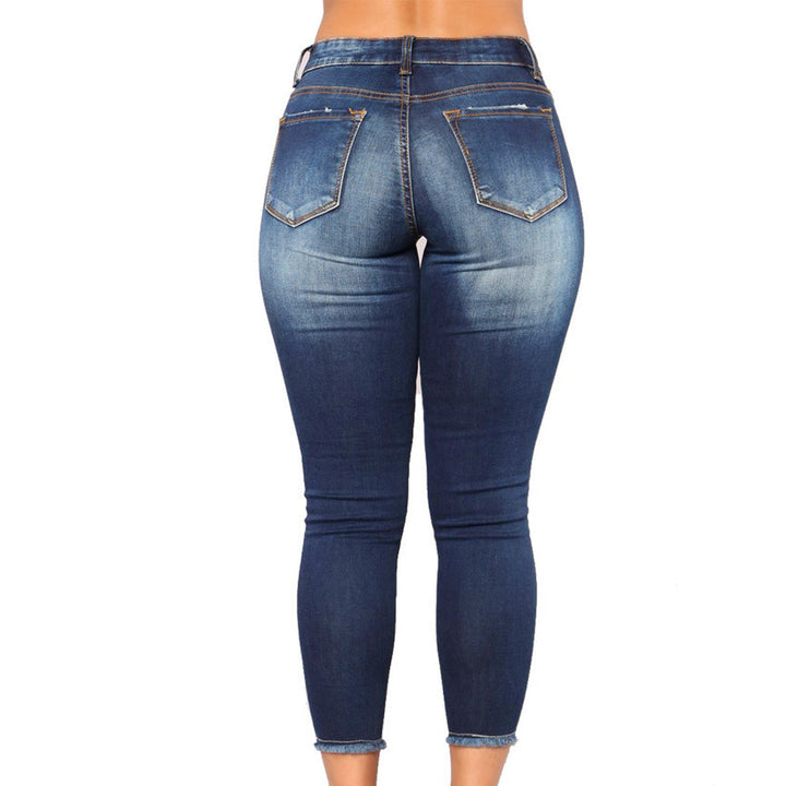 Damen Skinny Jeans mit modischem Destroyed-Look und hoher Taille Lisslune