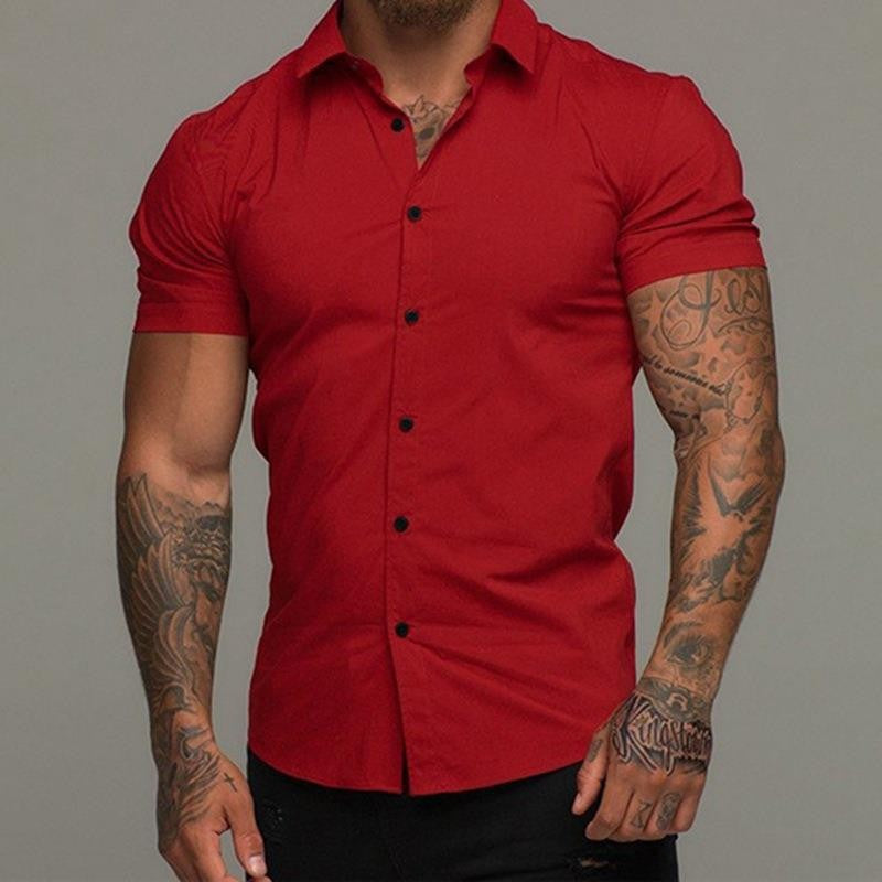 Men's short sleeve shirt with modern cut and stylish button detail Lisslune