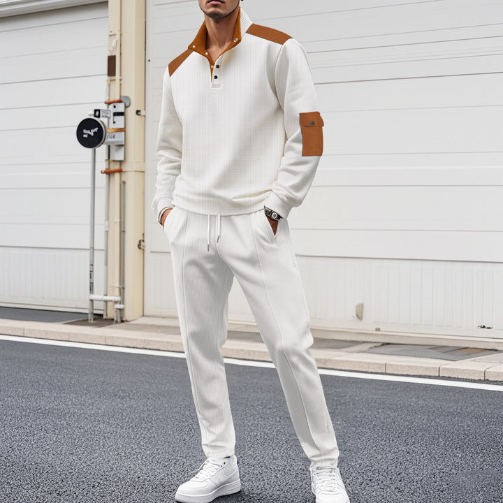 Men's Sporty Zip Set with Fashionable Accents and Structured Processing Lisslune