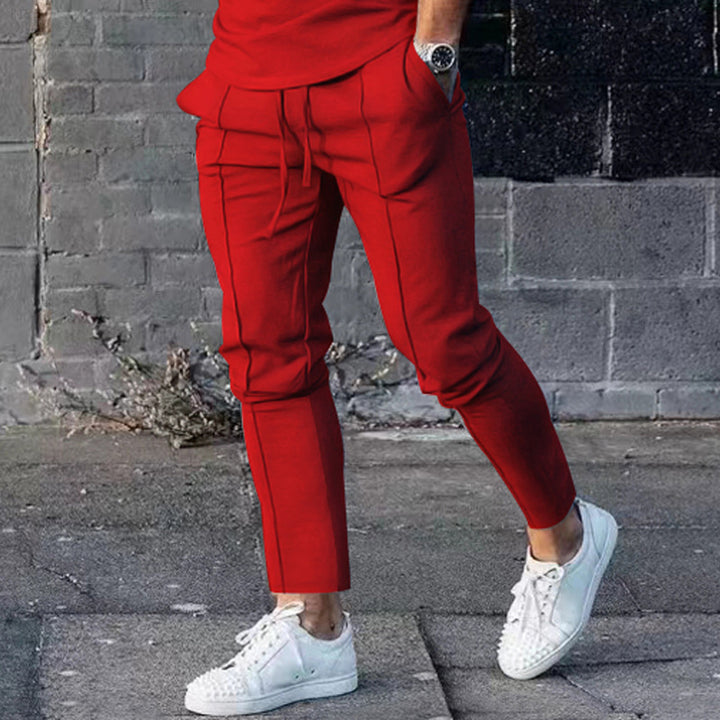 Men's Sporty Casual Pants with Side Pockets and Elastic Waistband Lisslune