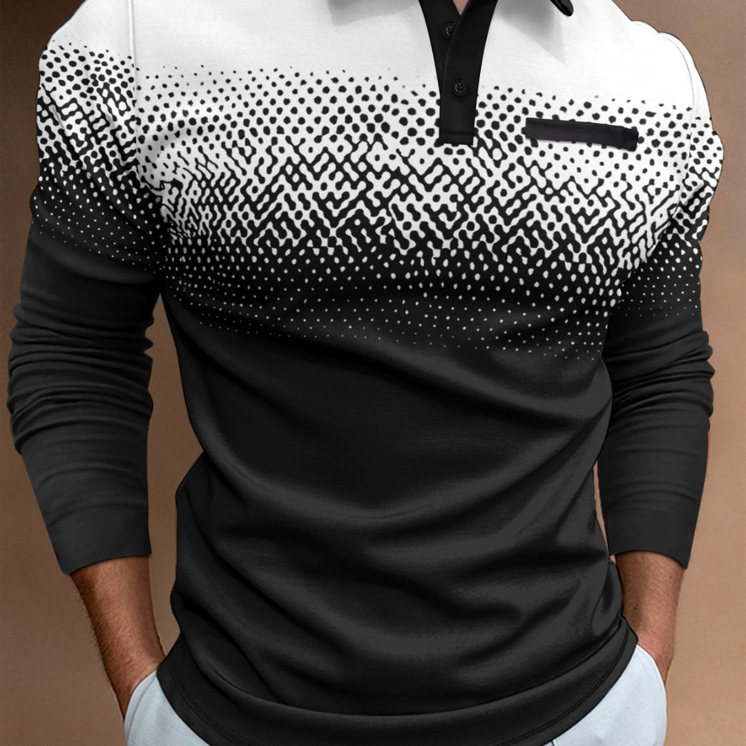 Men's polo shirt with modern gradient and stylish contrast details Lisslune