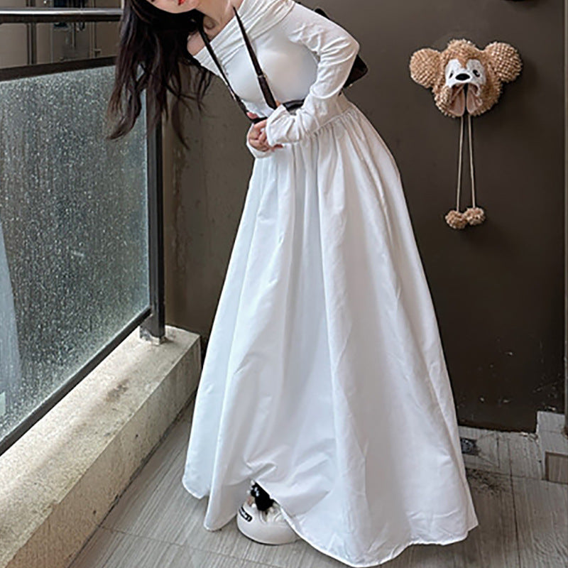 Women's elegant off-shoulder maxi dress with modern strap details Lisslune