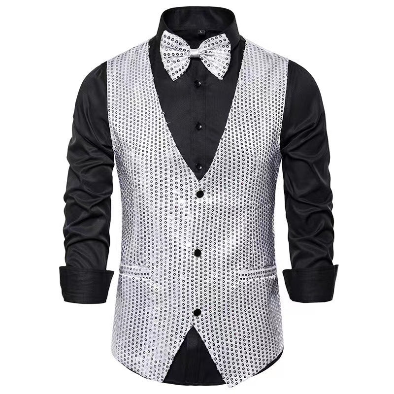 Men's elegant suit with sparkling sequins and ideal slim fit Lisslune