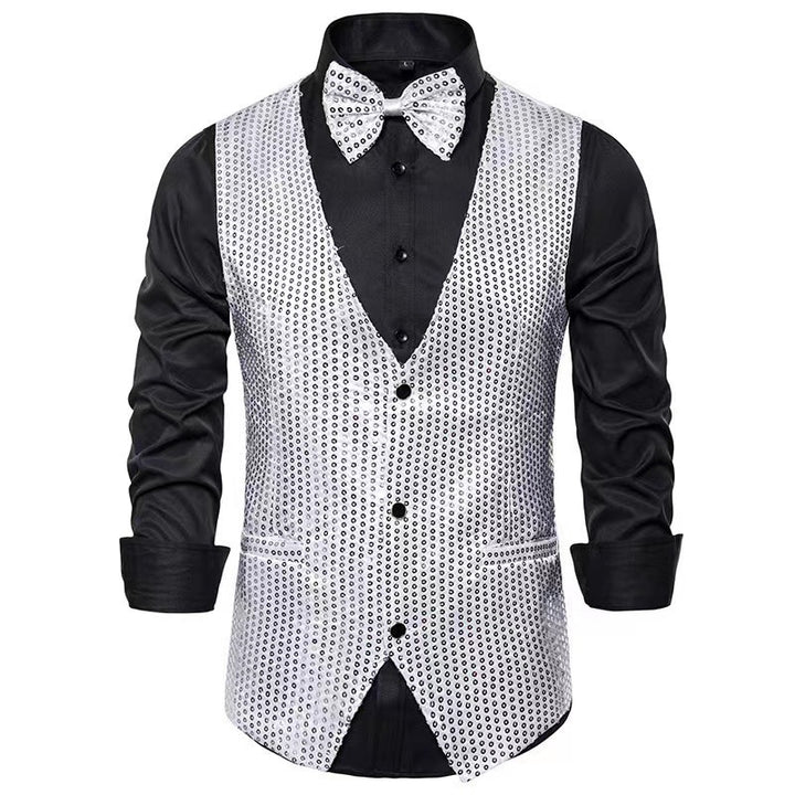 Men's elegant suit with sparkling sequins and ideal slim fit Lisslune