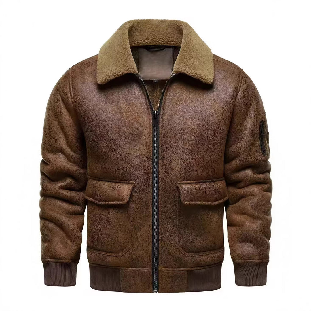 Men's Flight Jacket with Warm Inner Lining and Practical Pockets Lisslune
