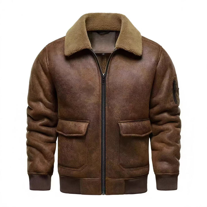 Men's Flight Jacket with Warm Inner Lining and Practical Pockets Lisslune