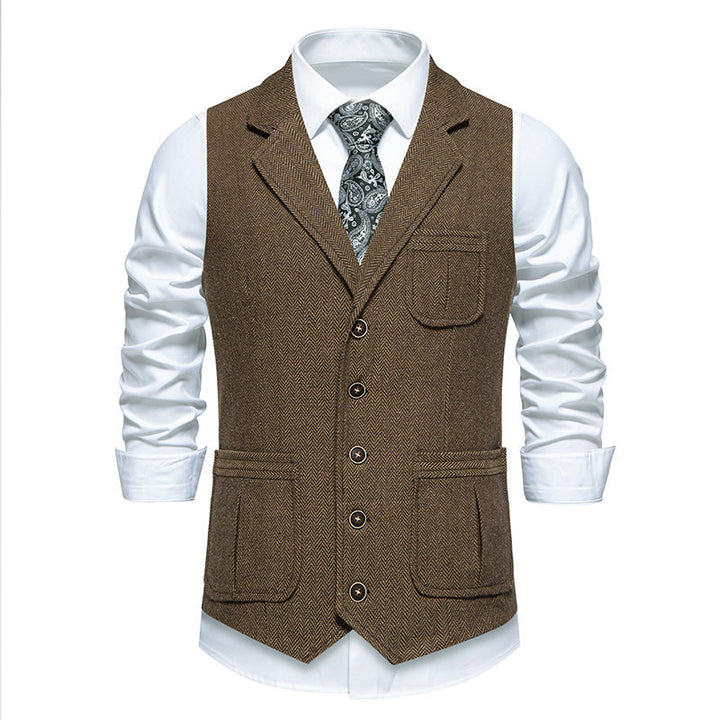 Men's suit vest in classic herringbone design with practical pockets Lisslune