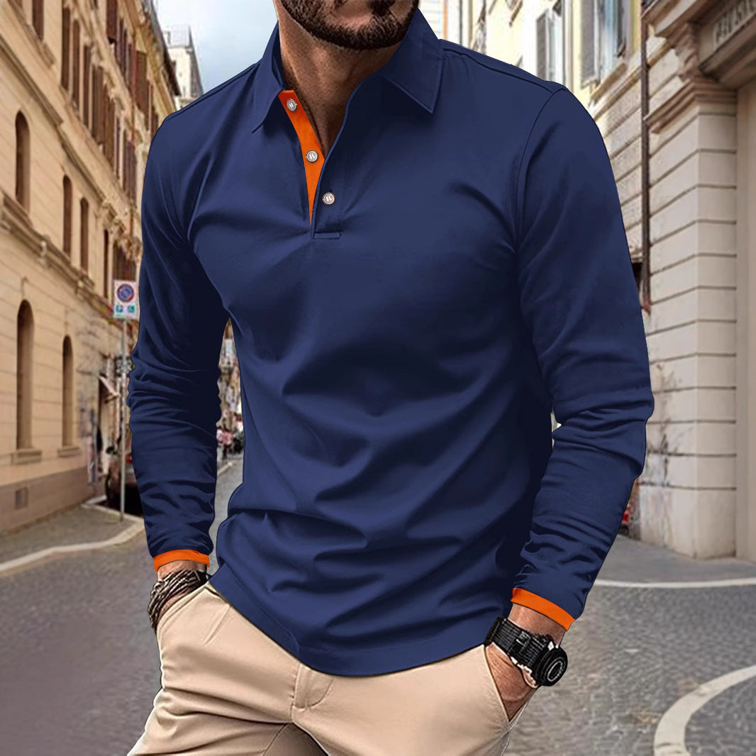 Men's Long Sleeve Polo Shirt with Stylish Collar and Elegant Button Details Lisslune