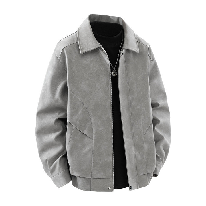 Men's high-quality synthetic leather jacket with modern cut and practical zip pockets Lisslune
