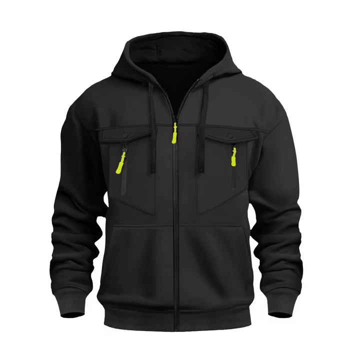 Men's Sporty Hooded Jacket with Practical Zip Pockets Lisslune