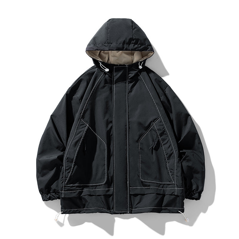Men's windproof practical outdoor jacket with adjustable hood and large pockets Lisslune
