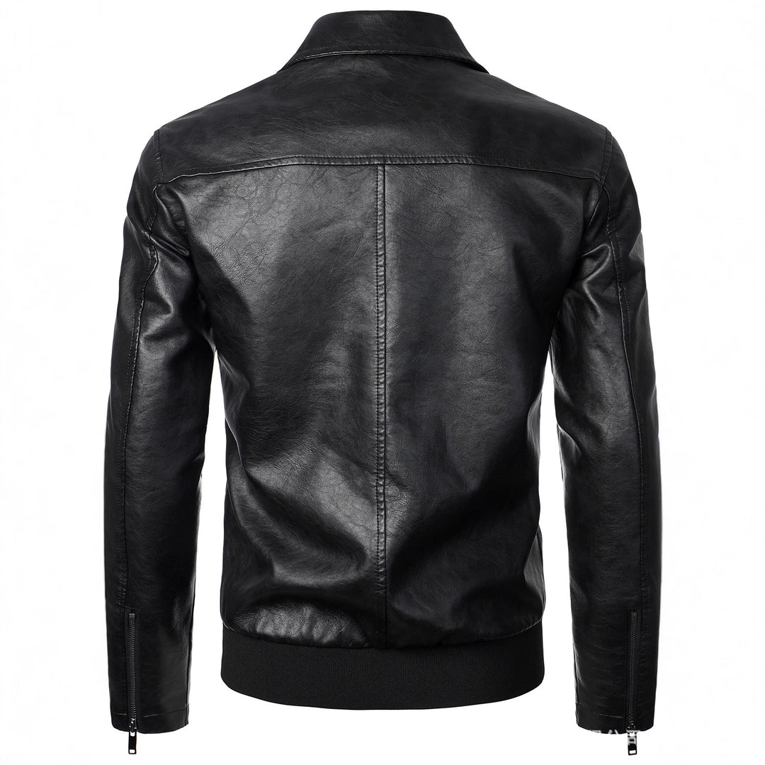 Men's Fashionable Leather Jacket with Sporty Cut and Practical Pockets Lisslune