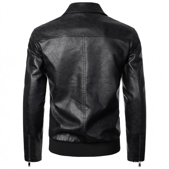 Men's Fashionable Leather Jacket with Sporty Cut and Practical Pockets Lisslune