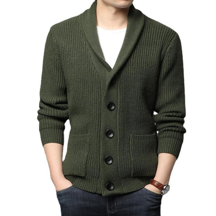 Men's cozy knit cardigan with stylish collar and functional pockets Lisslune