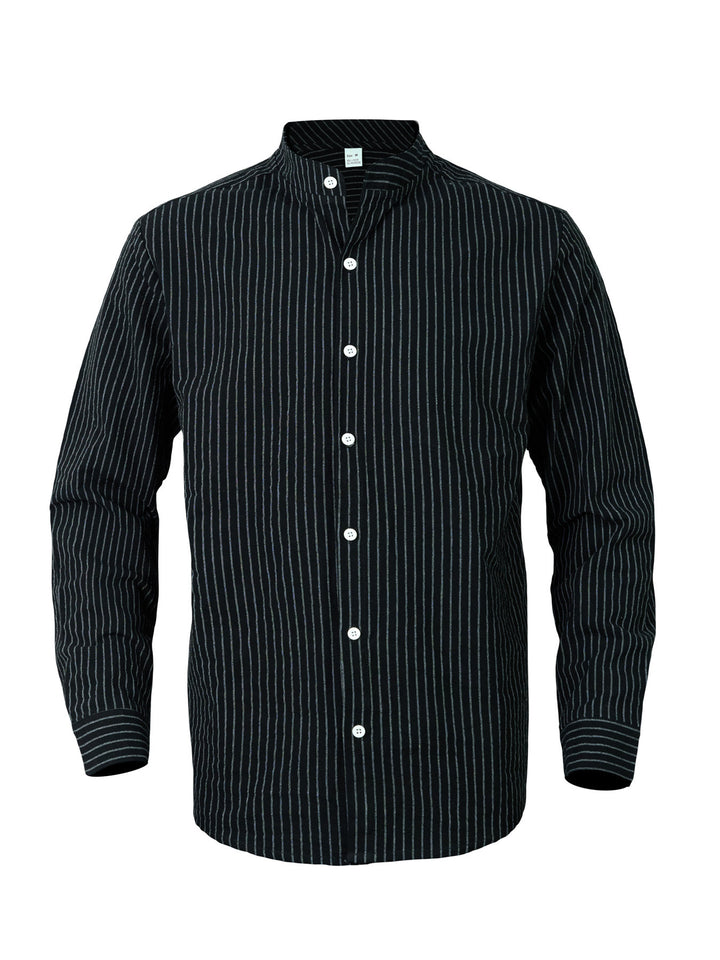 Men's modern shirt with narrow stripes and stand-up collar Lisslune