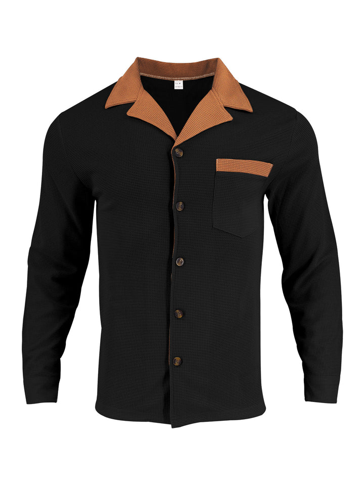 Men's luxury shirt in textured design with contrasting collar and practical breast pocket Lisslune