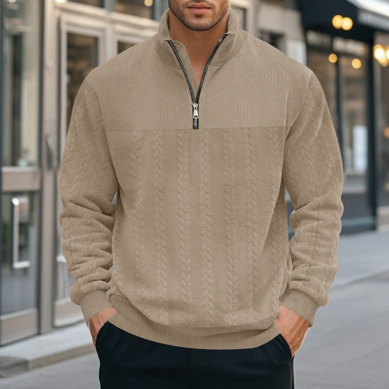 Men's knit sweater with modern stand-up collar and zipper Lisslune