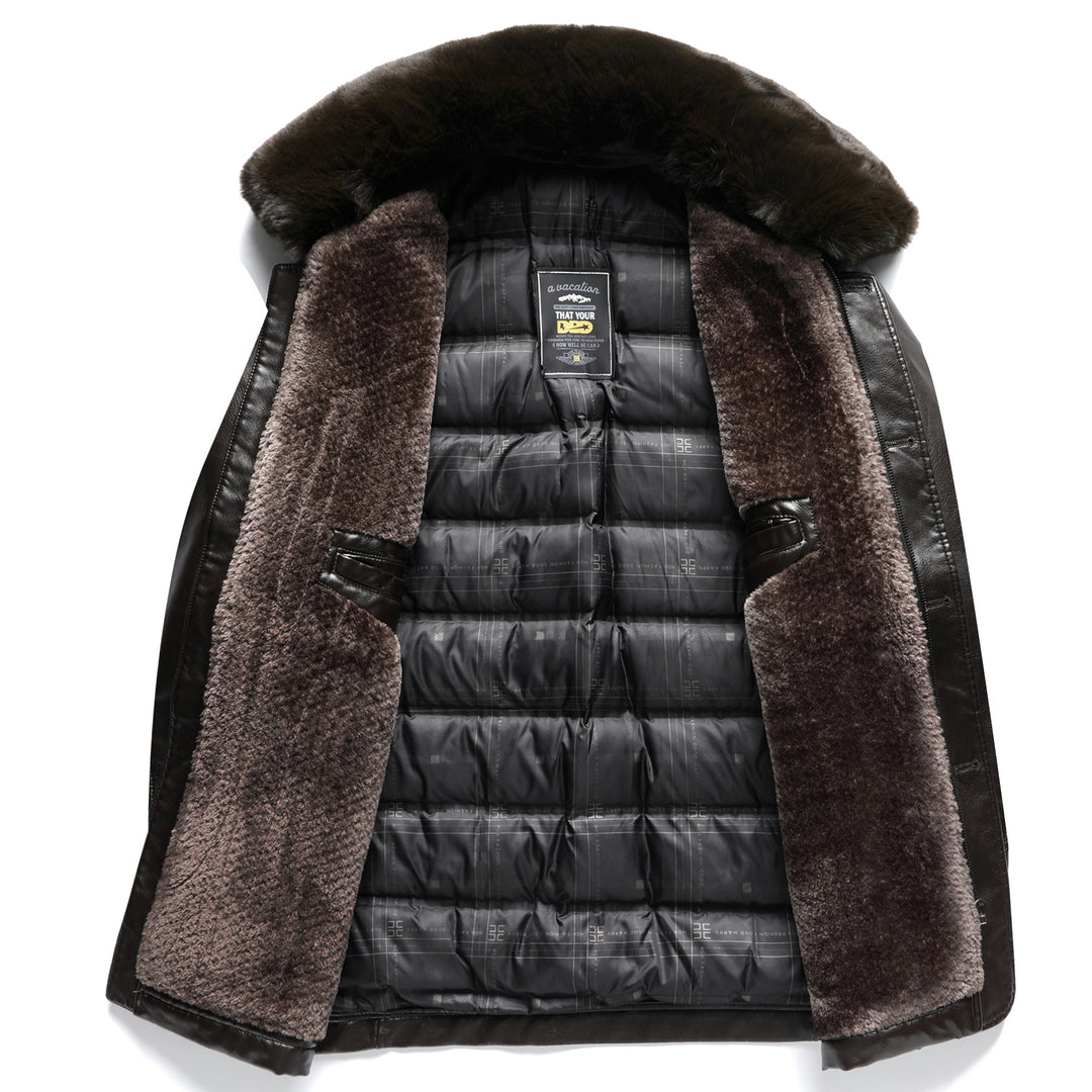 Men's Stylish Leather Jacket with High-Quality Synthetic Fur Collar Lisslune
