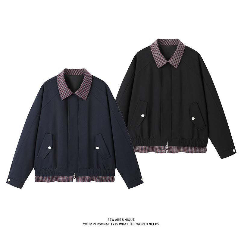 Men's fashionable transitional jacket with stylish checked lining Lisslune