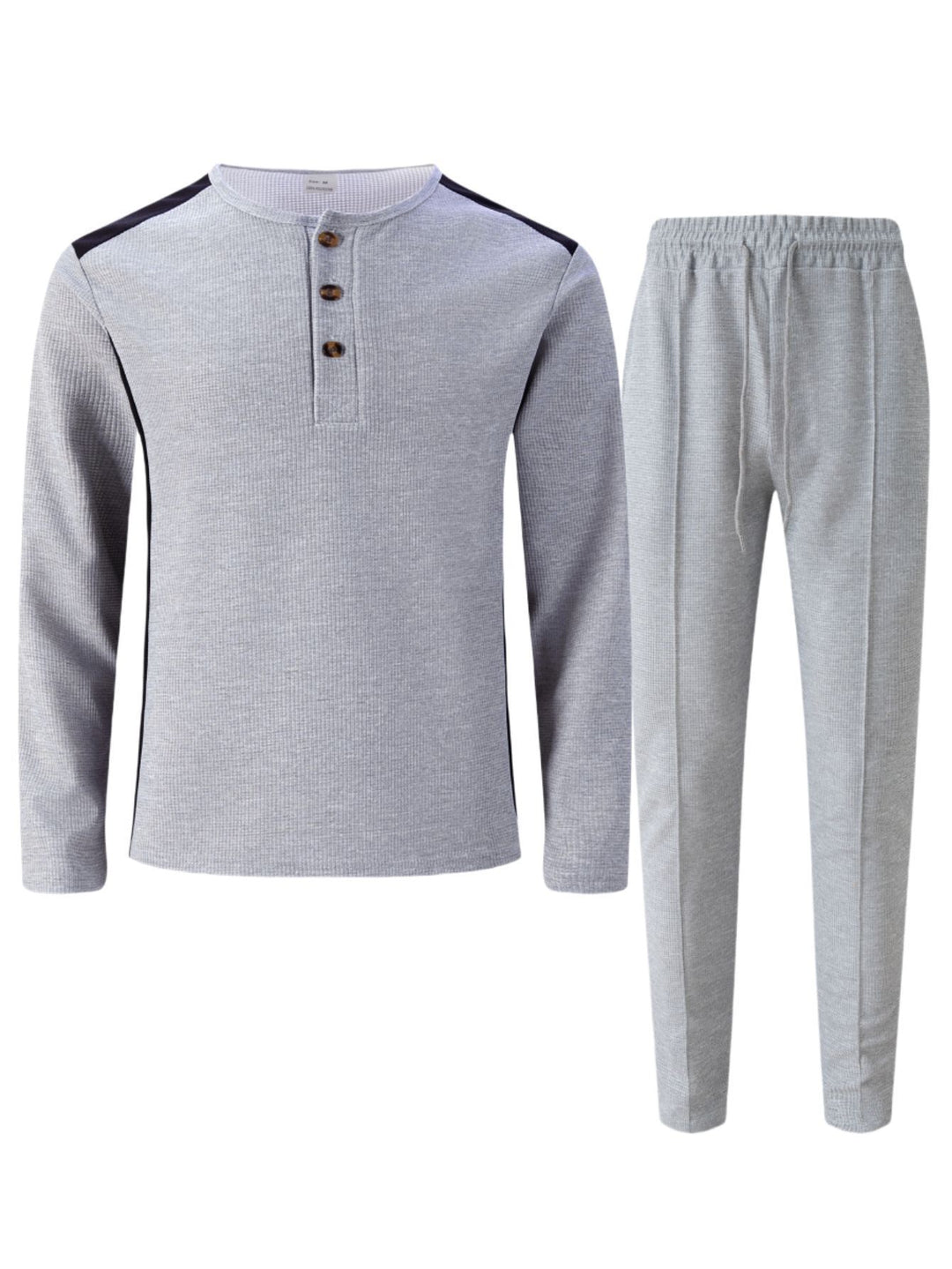 Men's leisure suit with elegant henley top and comfortable jogger pants Lisslune
