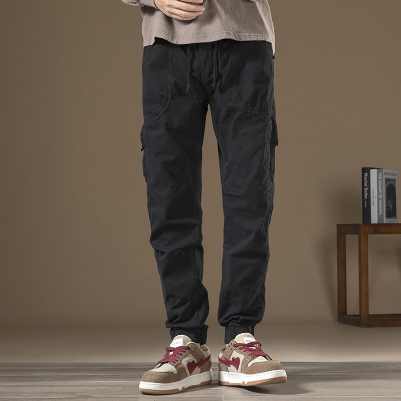 Men's cargo pants with elastic waistband and practical side pockets Lisslune