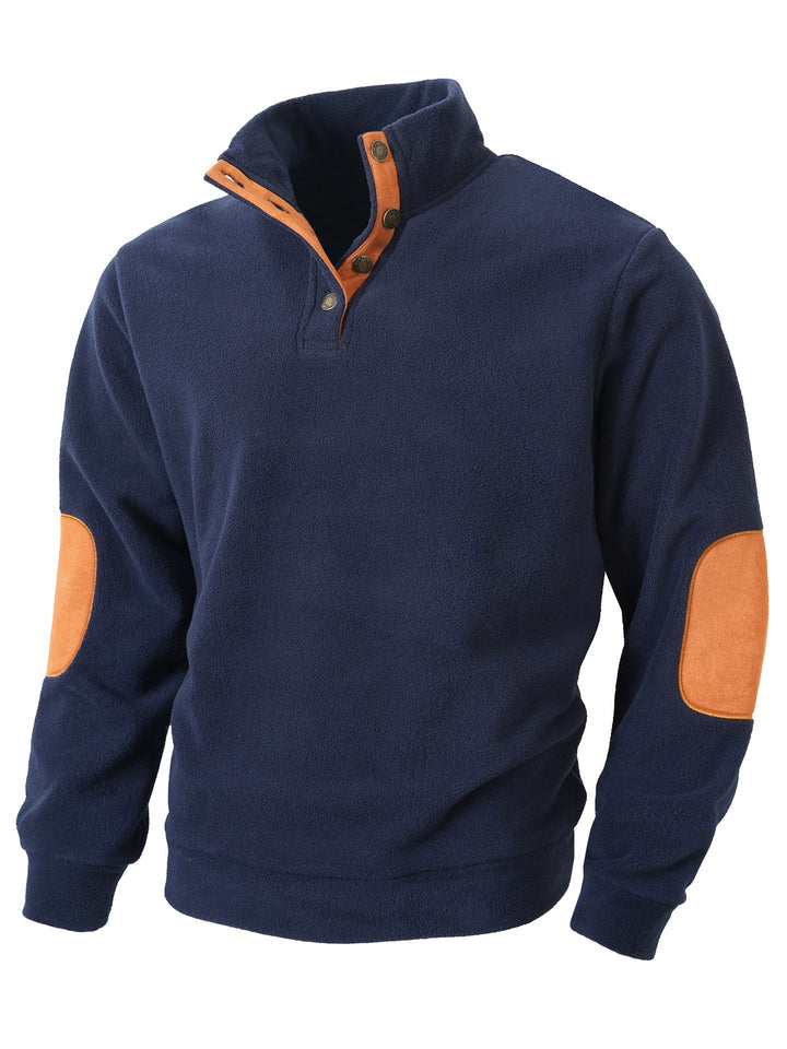 Men's comfortable fleece pullover with collar and contrast trim Lisslune