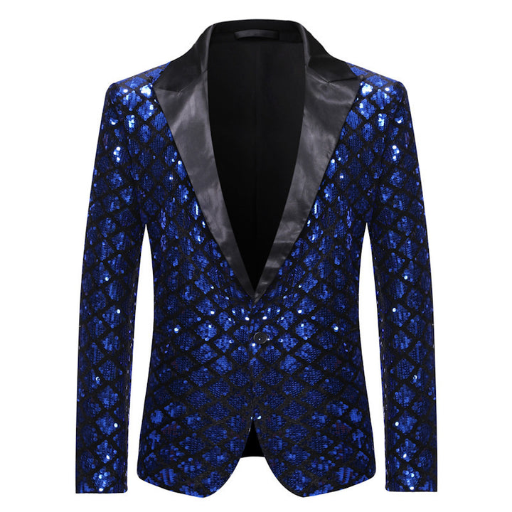 Men's elegant sequin blazer jacket with classic lapel Lisslune