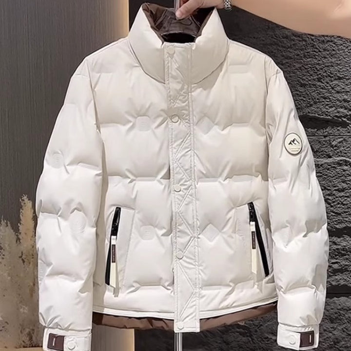Men's Stylish Insulated Jacket with High Collar and Side Zip Pockets Lisslune