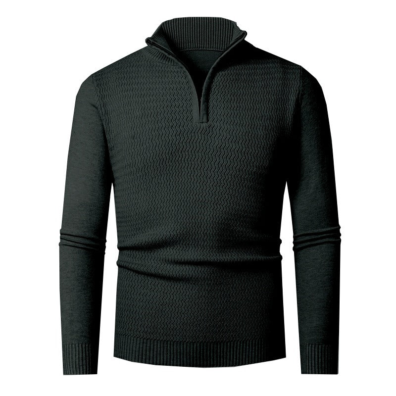 Men's knit sweater with high collar and textured design Lisslune