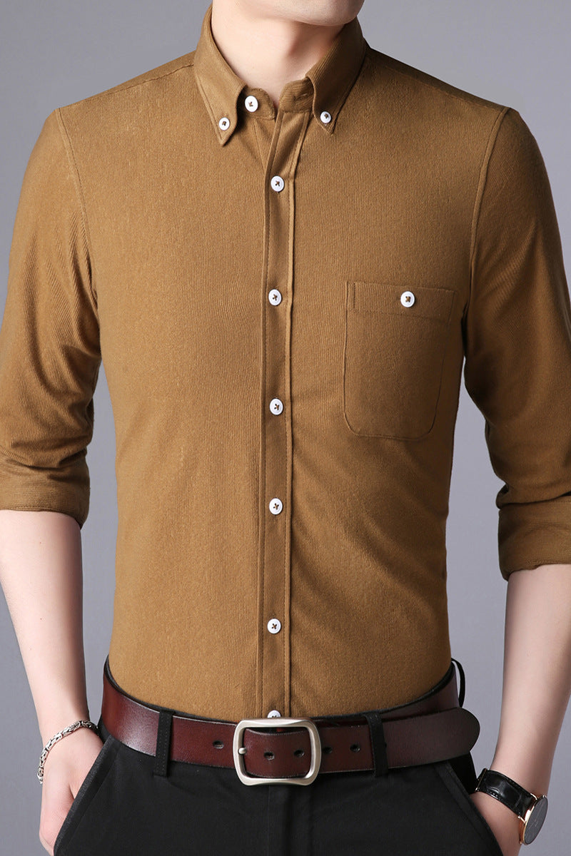 Men's long sleeve shirt with classic button-down collar Lisslune
