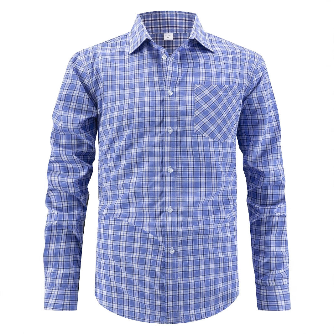 Men's elegant checked shirt with chest pocket Lisslune