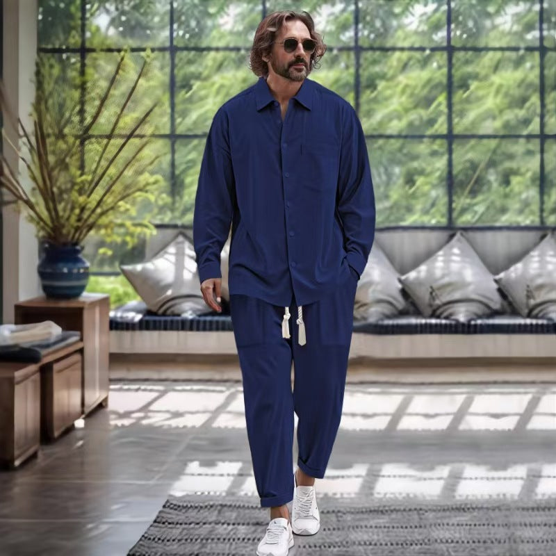 Men's casual leisure set with high-quality satin surface Lisslune