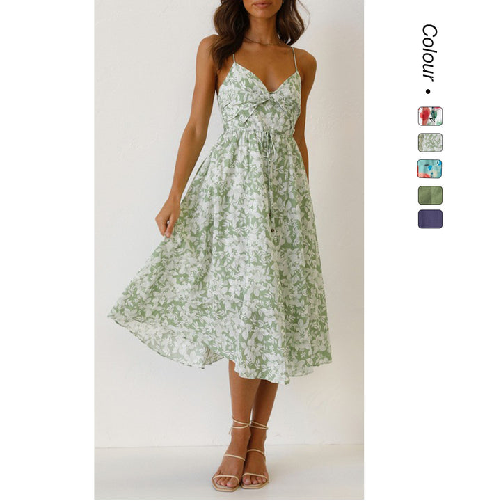 Women's midi dress with elegant wrap design and floral pattern mix Lune London