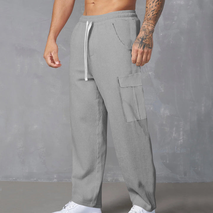 Men's Casual Cargo Pants with Elastic Waistband and Practical Pockets Lisslune