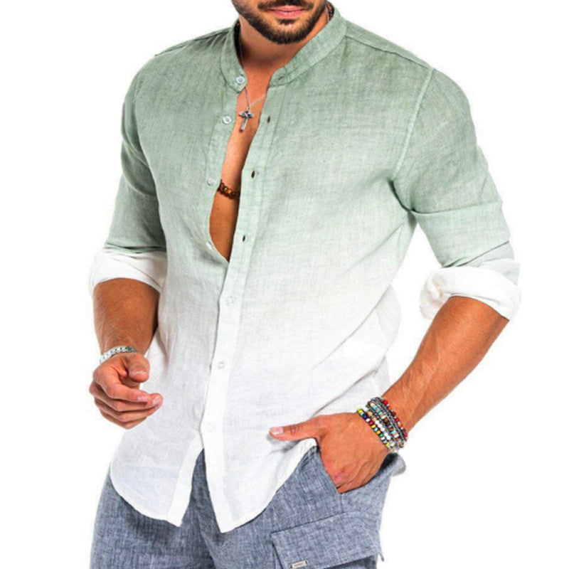 Men's linen shirt with modern gradient and practical button details Lisslune