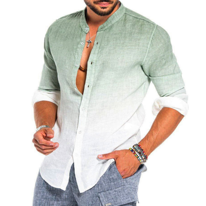 Men's linen shirt with modern gradient and practical button details Lisslune