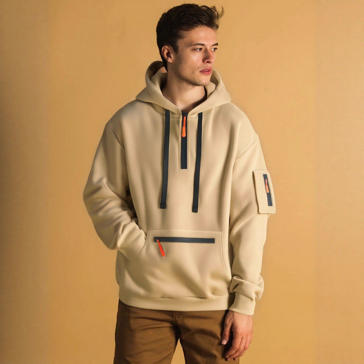 Men's stylish hoodie with innovative zipper elements Lisslune