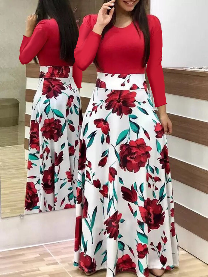 Damen Elegantes Maxikleid mit grafischem Druck und flexiblem Bund Lisslune