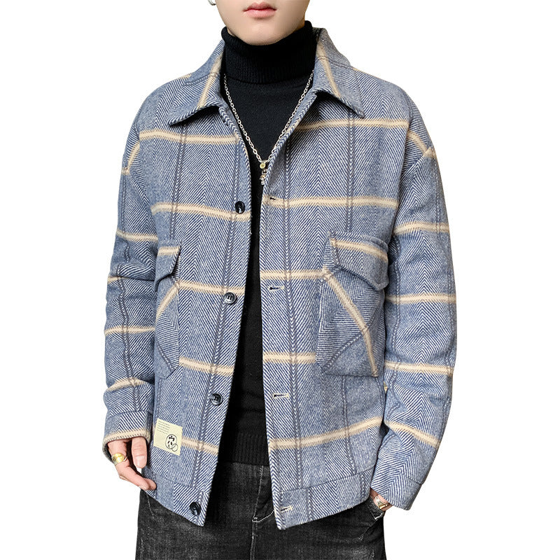 Men's stylish and lightly padded check jacket with practical flap pockets Lisslune