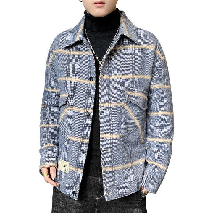 Men's stylish and lightly padded check jacket with practical flap pockets Lisslune