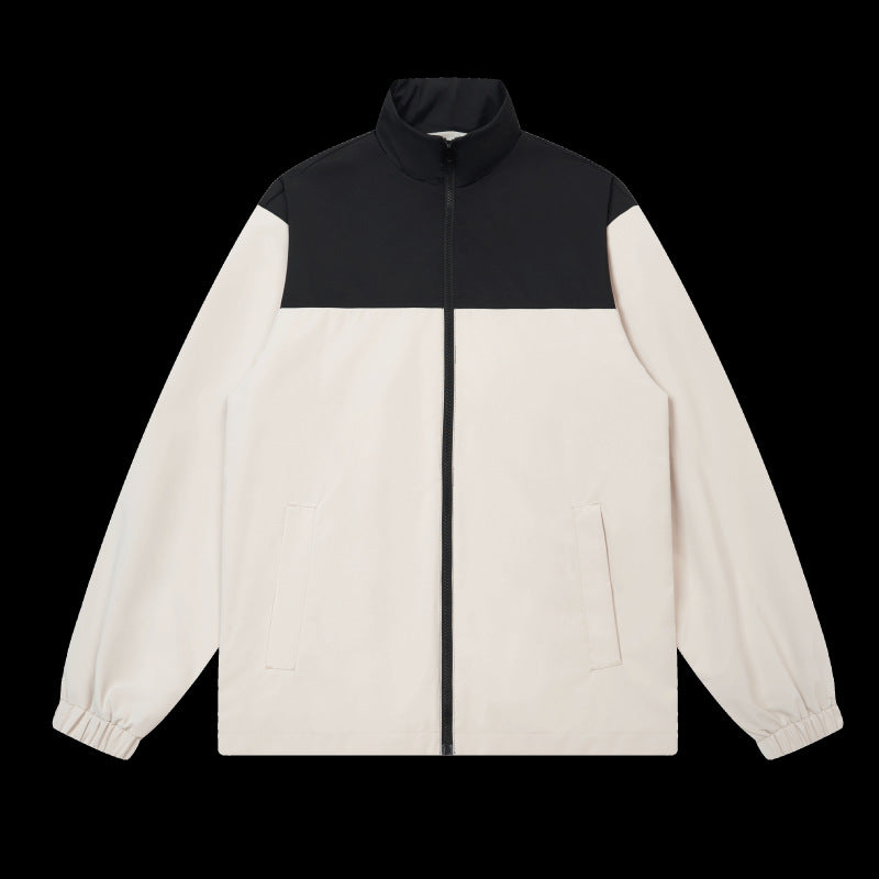 Men's Sporty Transition Jacket with Elastic Hem and High Collar Lisslune